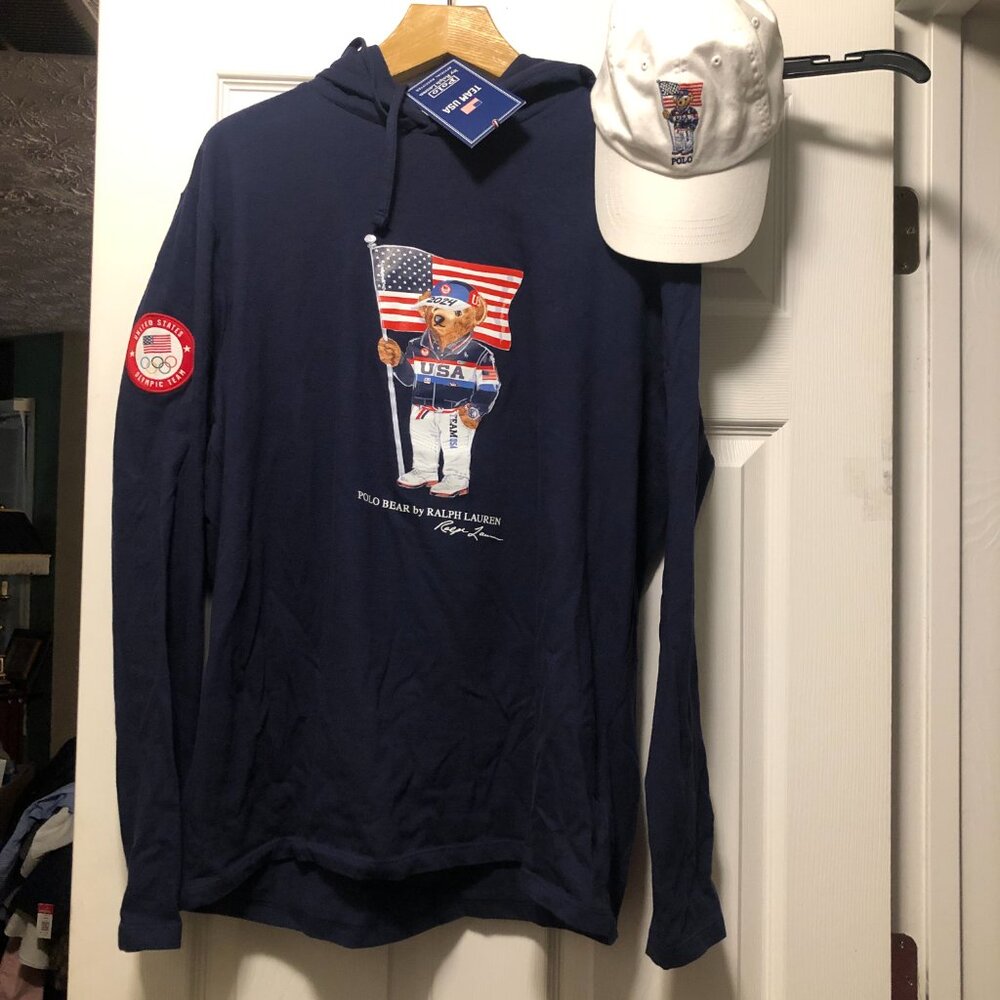polo ralph lauren team usa 2024 men's new cotton hoodie and hat size: L - Picture 3 of 15